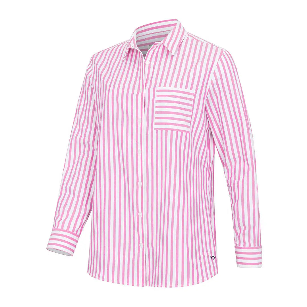 Hoggs Of Fife Becky II – Camicia Da Donna In Cotone Rosa E Blu – Tessuto Morbido E Leggero, Vestibilità Semiaderente Con Dettagli Smerlati