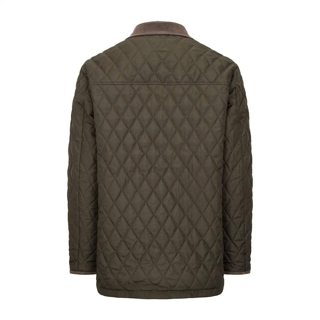 Men’s olive green quilted jacket with brown corduroy collar from Hoggs of Fife Lochore Gents collection