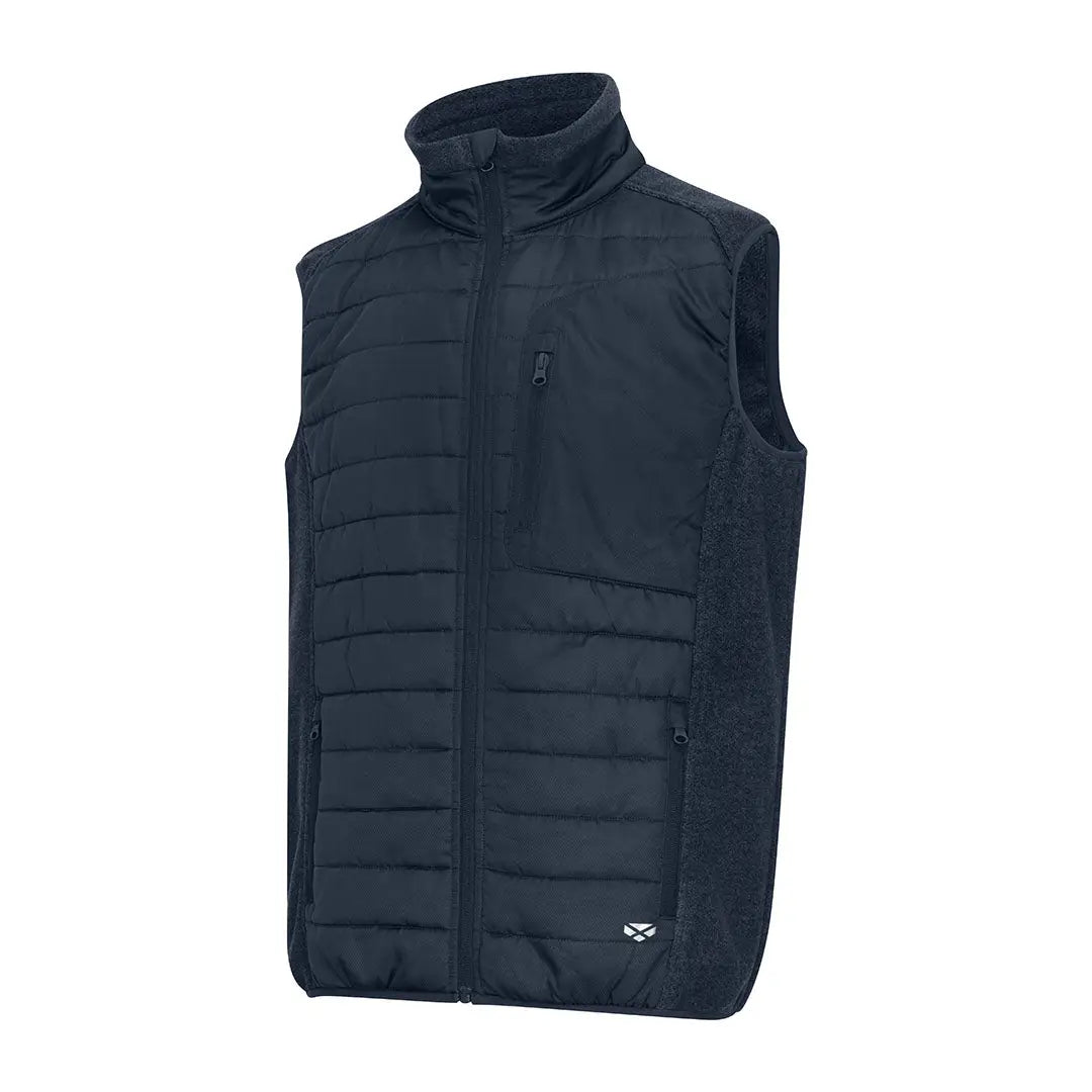 Navy blue quilted vest from the Fife Melville Hybrid Gilet collection by Hoggs of Fife