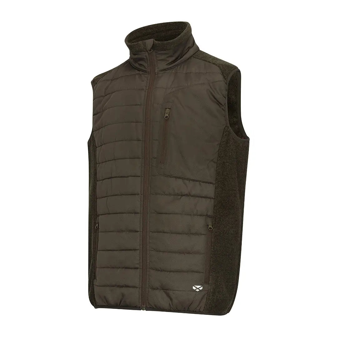 Olive green quilted vest from the Fife Melville Hybrid Gilet collection