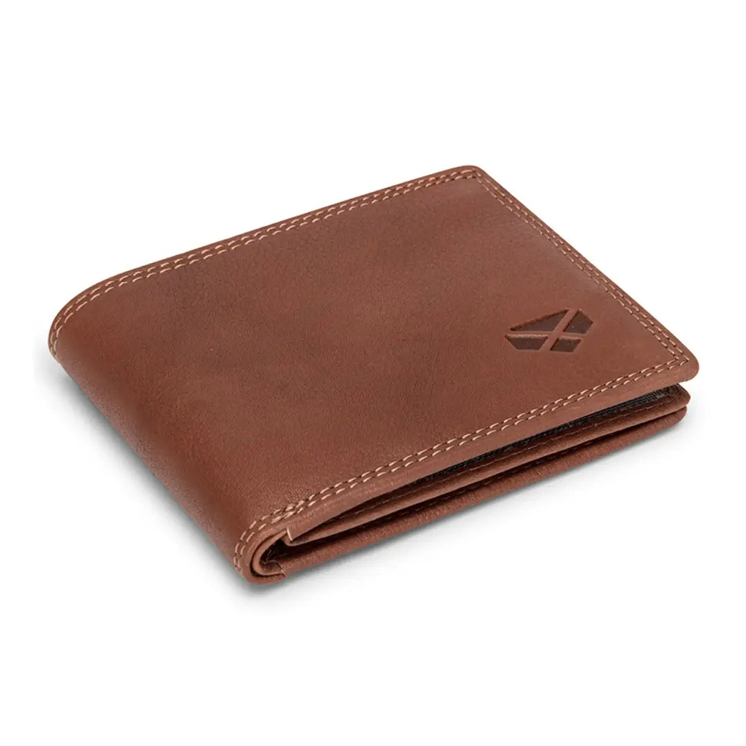 Brown leather credit card wallet by Hoggs of Fife in stylish whiskey color