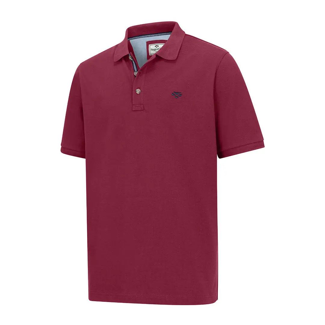 Maroon short-sleeved Hoggs of Fife Newton Pique Polo Shirt for casual style