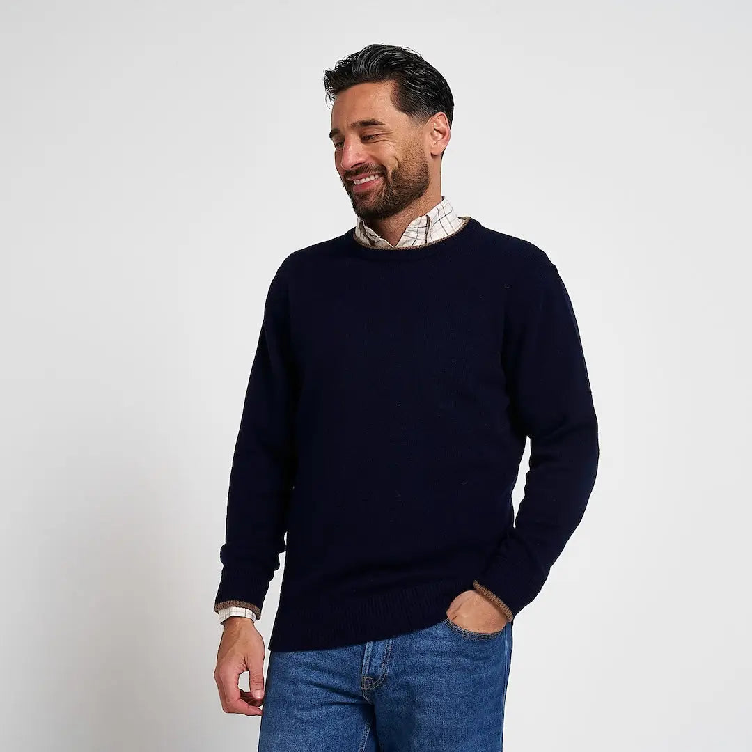 Jack Pyke Ashcombe navy blue lambswool crewneck sweater