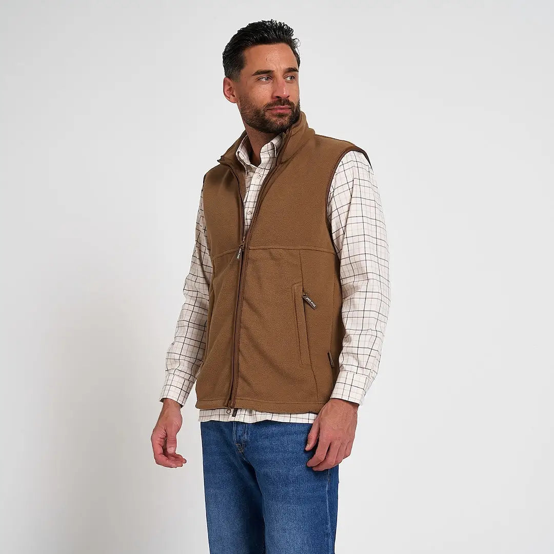 Brown Jack Pyke Countryman 300gsm micro fleece gilet with zipper and pockets