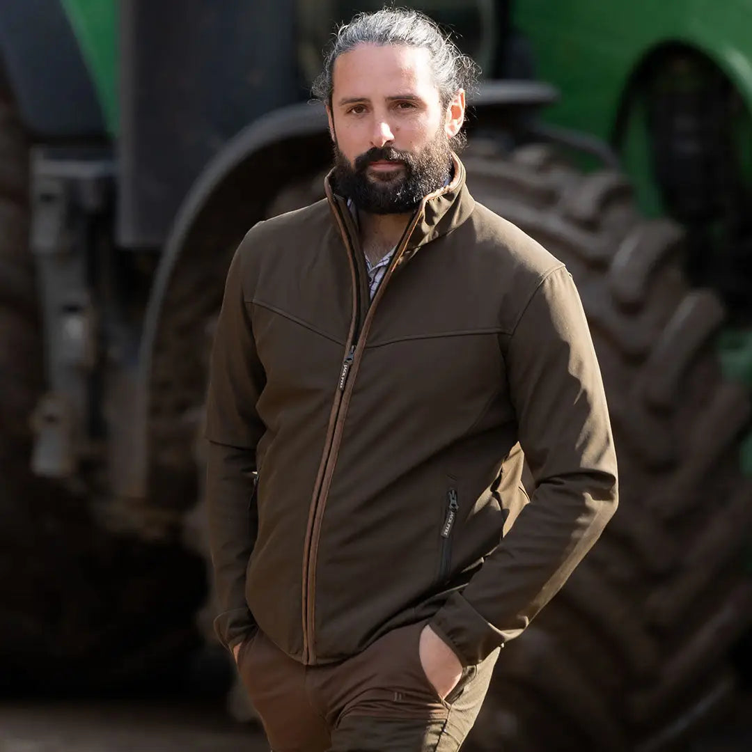 Olive green Jack Pyke County Softshell Jacket for outdoor adventures