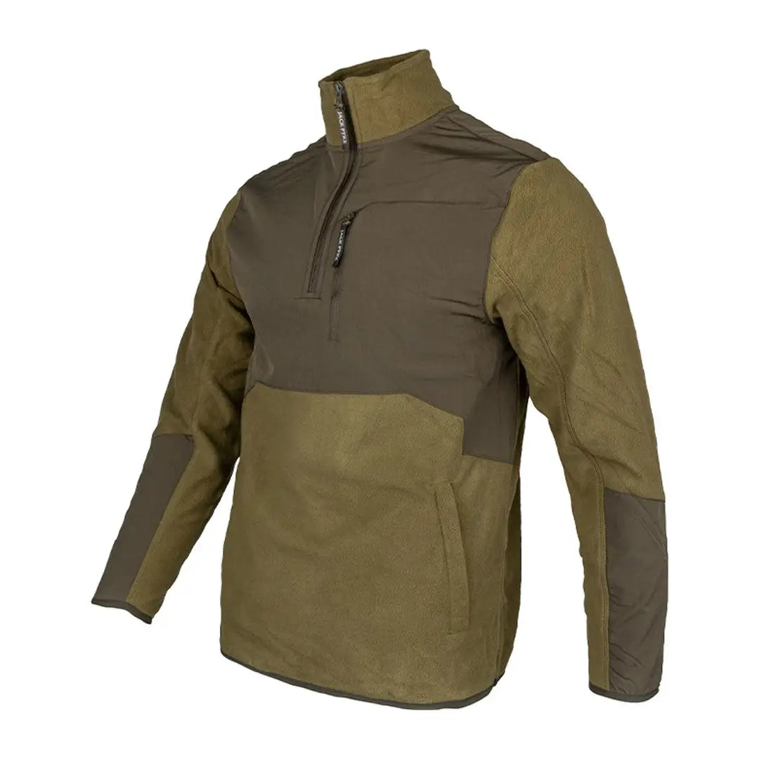 Olive green and brown Jack Pyke Rannock Fleece Pullover for outdoor style