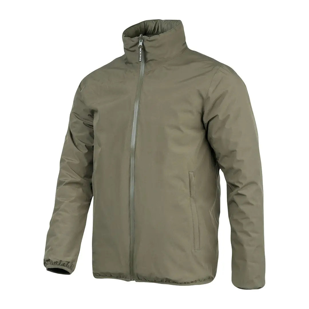 Jack Pyke reversible waterproof jacket in olive green with high collar and zipper