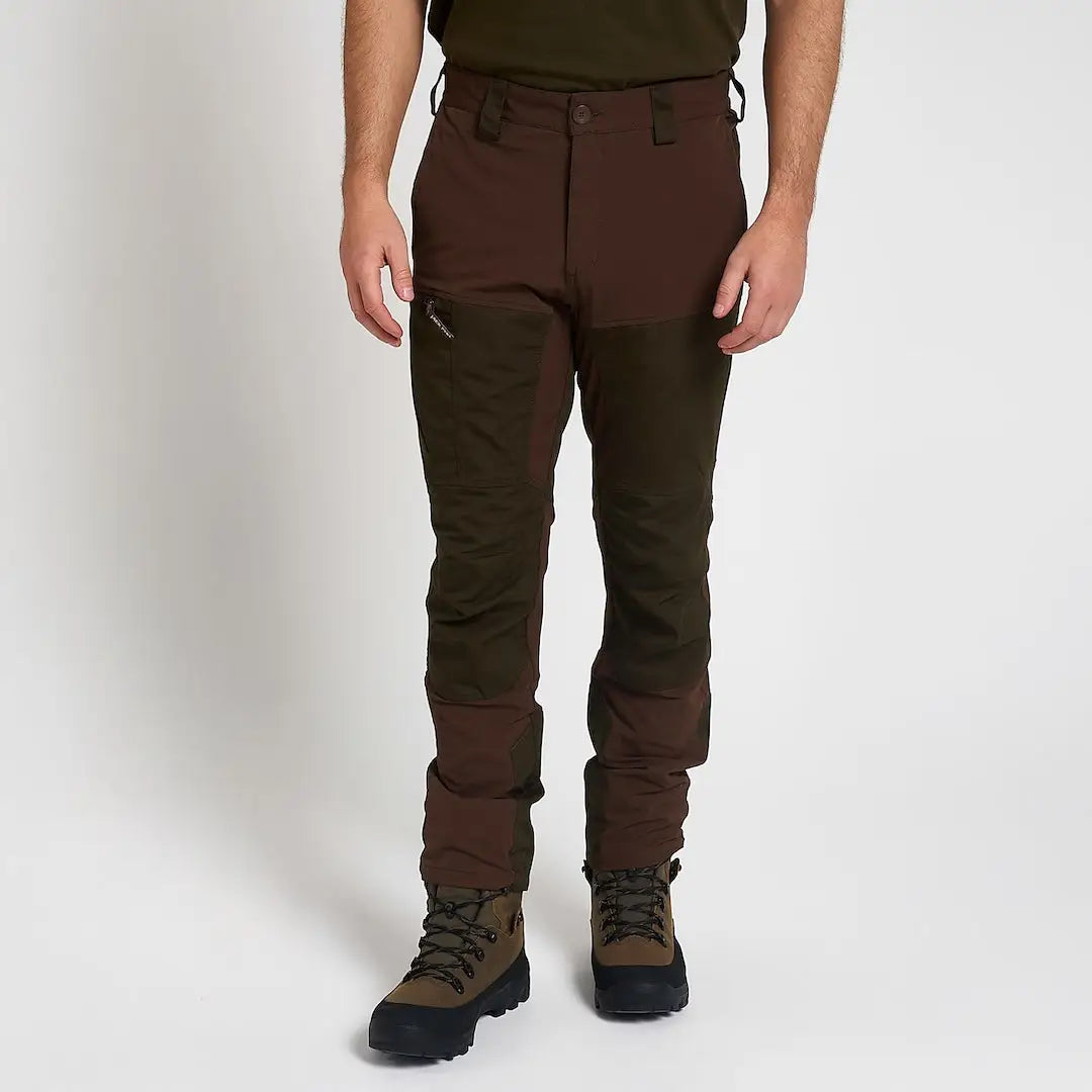 Jack Pyke technical hybrid trousers in dark brown and olive green