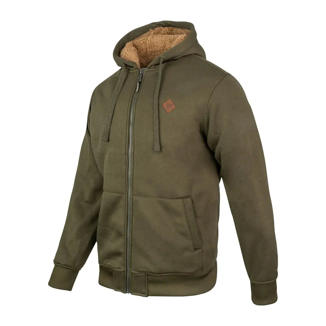 Men’s olive green Jack Pyke Yakka Hoodie with sherpa lining and ribbed cuffs