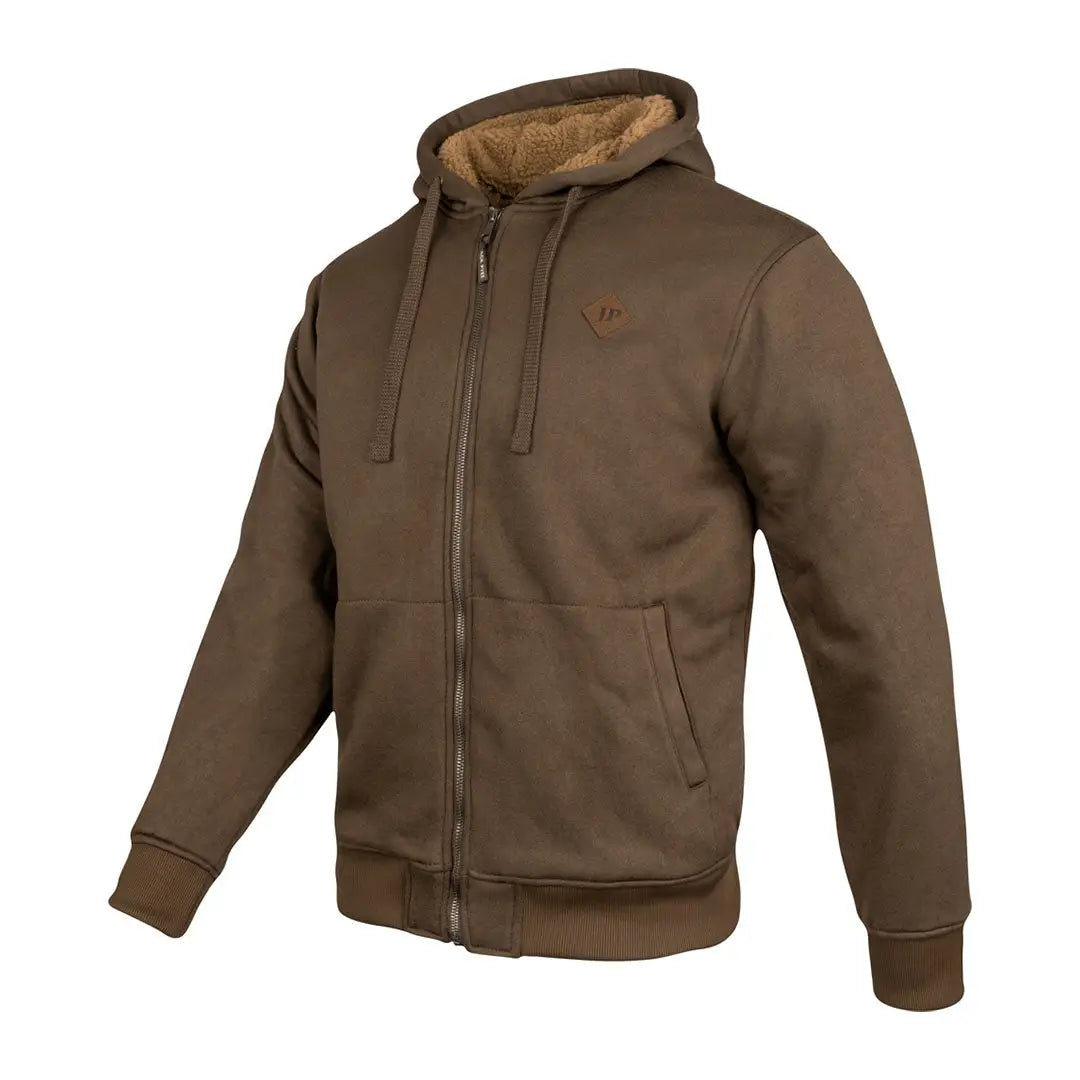 Men’s brown Jack Pyke Yakka Hoodie with fur-lined hood and front pockets