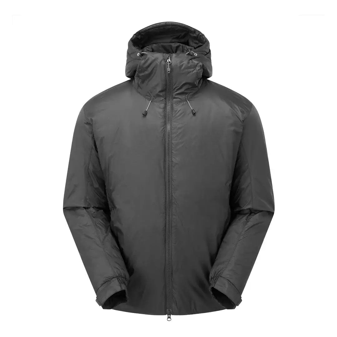 Dark gray Keela Mens Solo Primaloft Jacket with hood and front zipper for outdoor warmth