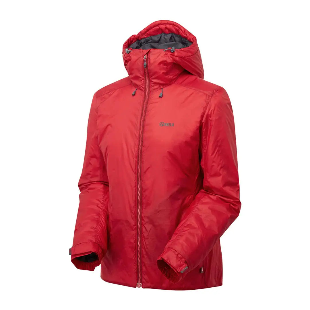 Red hooded waterproof jacket from Keela Womens Solo Primaloft collection