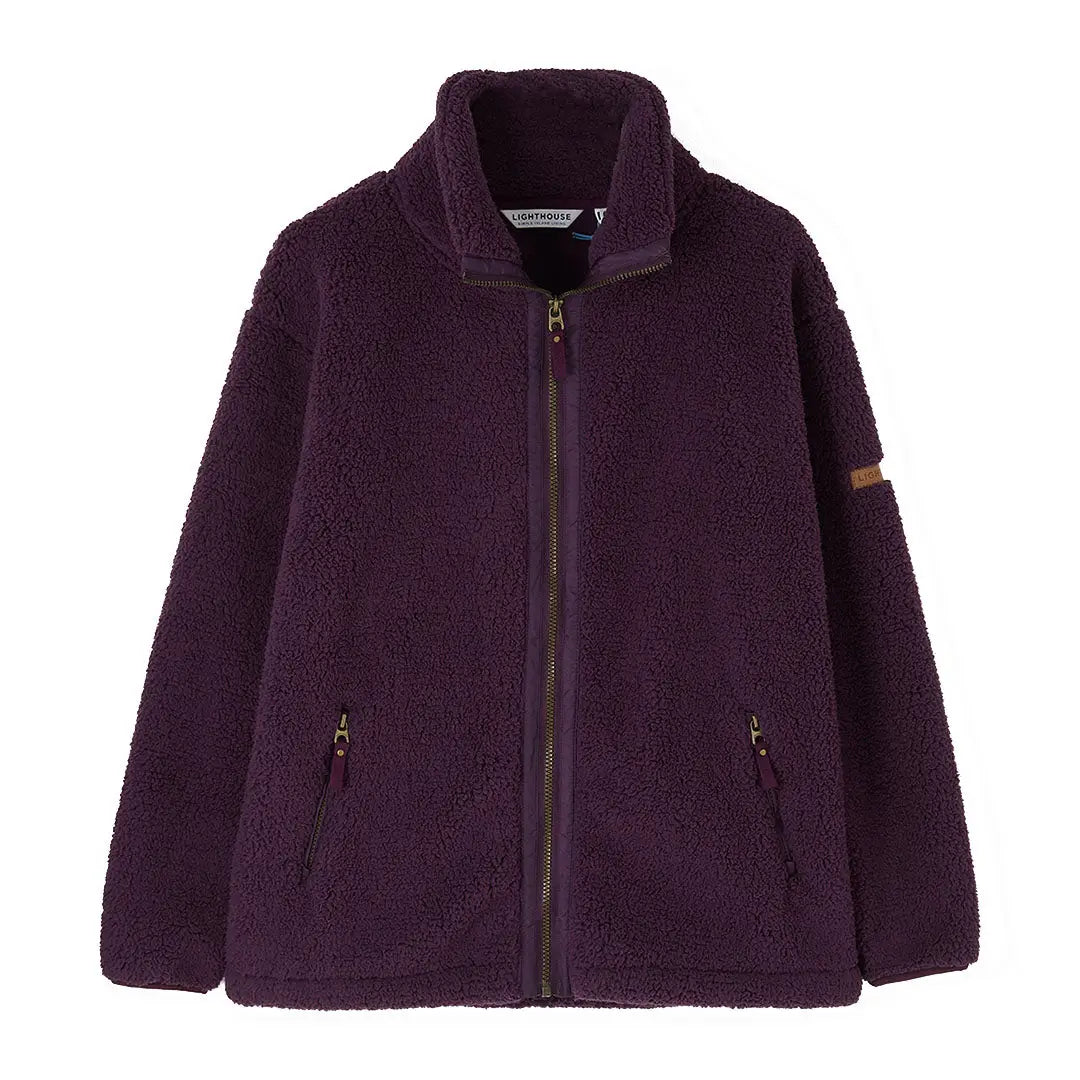 Plum purple Lighthouse Cobh zip fleece jacket with stand-up collar and pockets