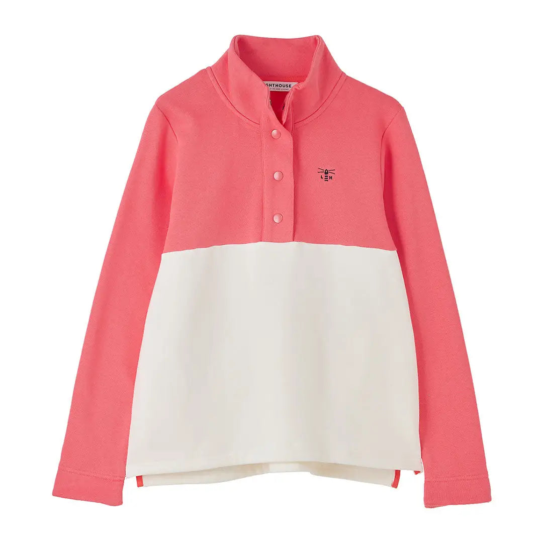 Coral and white color-blocked Lighthouse Ladies Haven II Jersey shirt for women