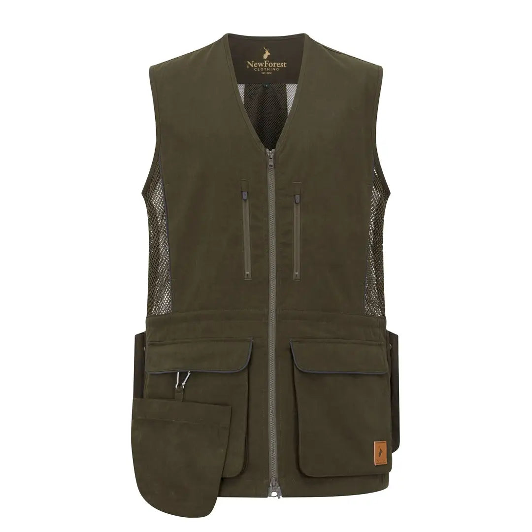 Olive green New Forest Dog Training Vest II with mesh panels and pockets