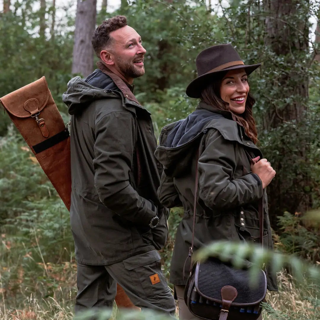 Outdoor couple wearing Forest Ladies Marsh Jacket in nature, perfect for forest ladies adventures