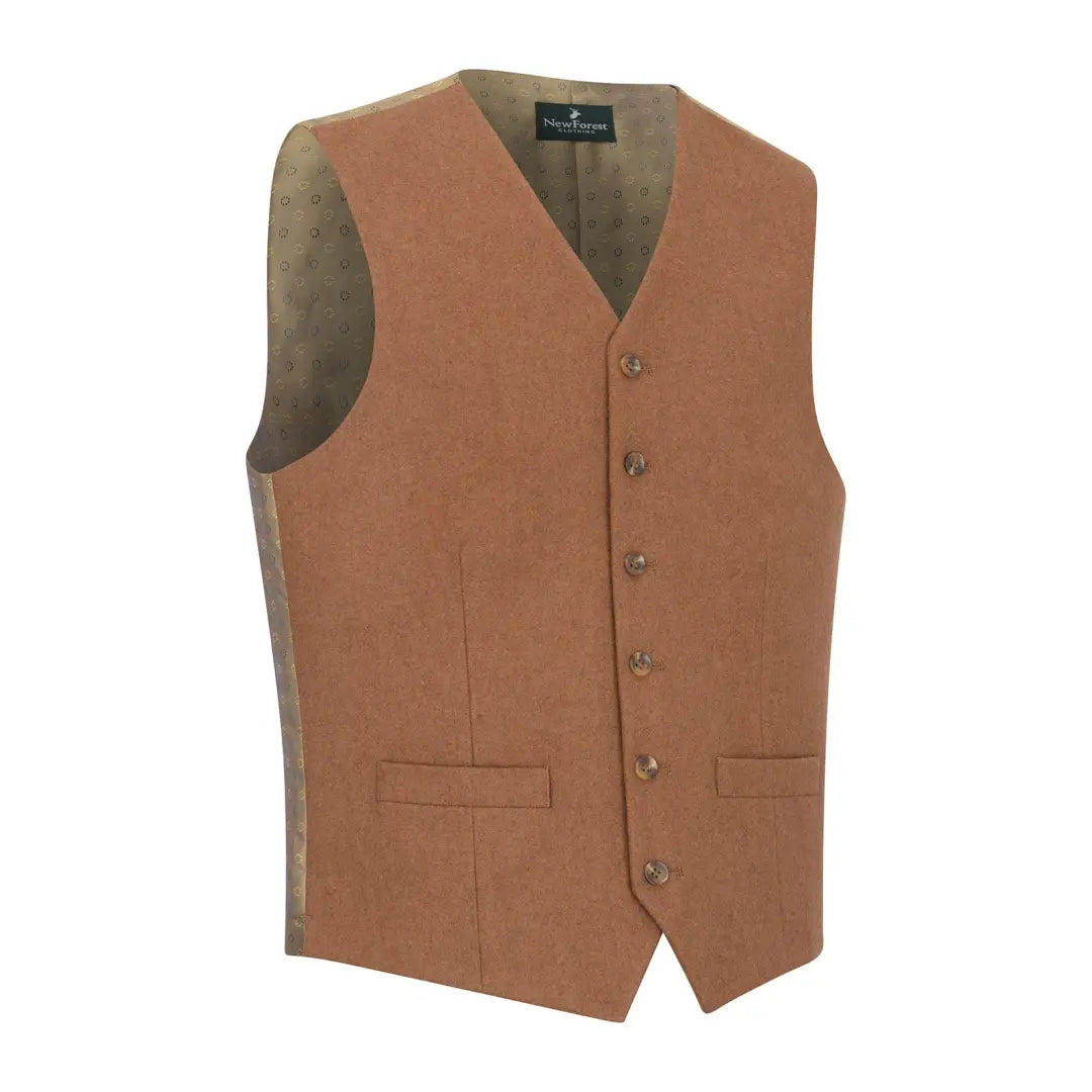 Brown buttoned vest from New Forest Wool Mix Waistcoat made of forest wool mix fibers