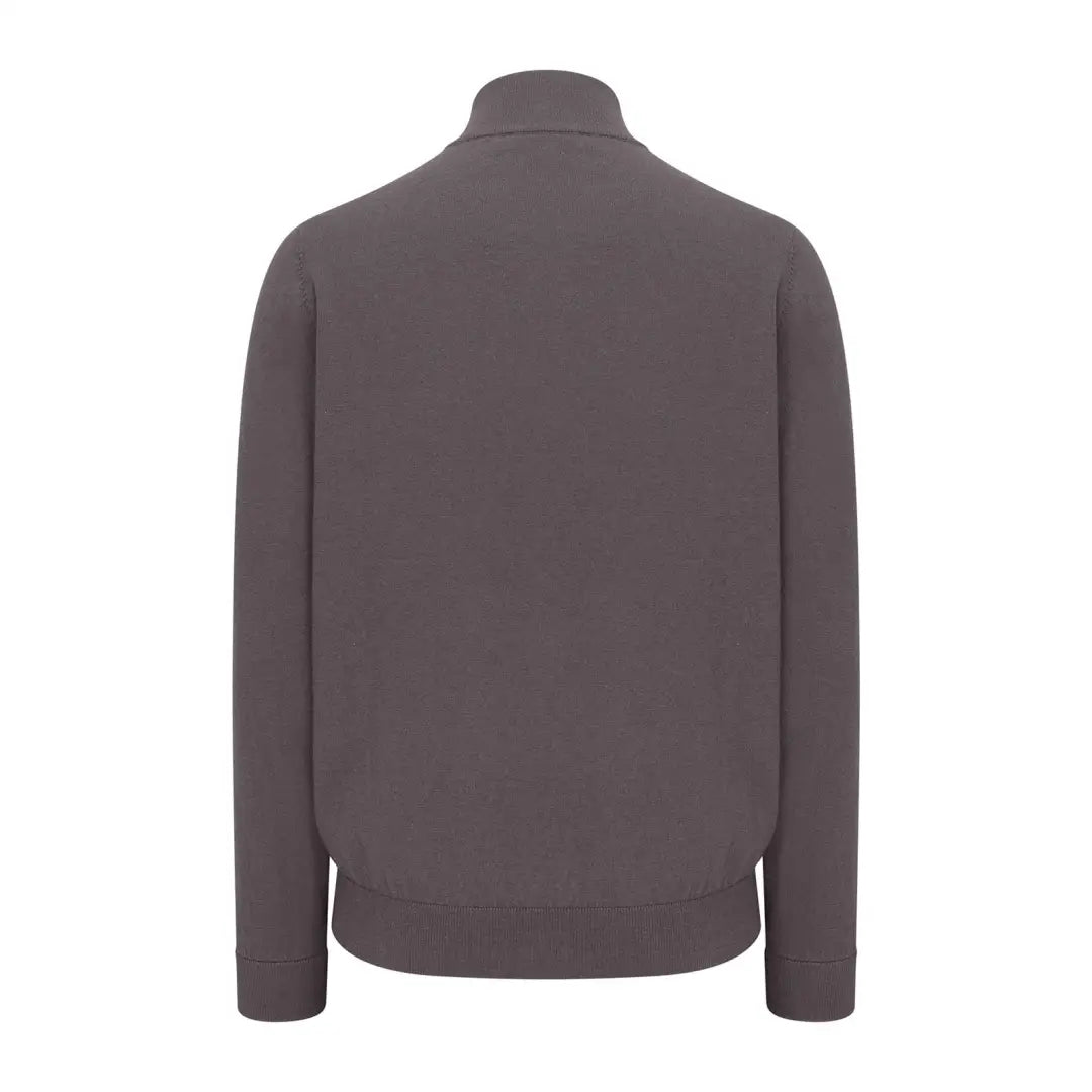 Gray long-sleeved collared shirt with New Forest Zip Neck Jumper style