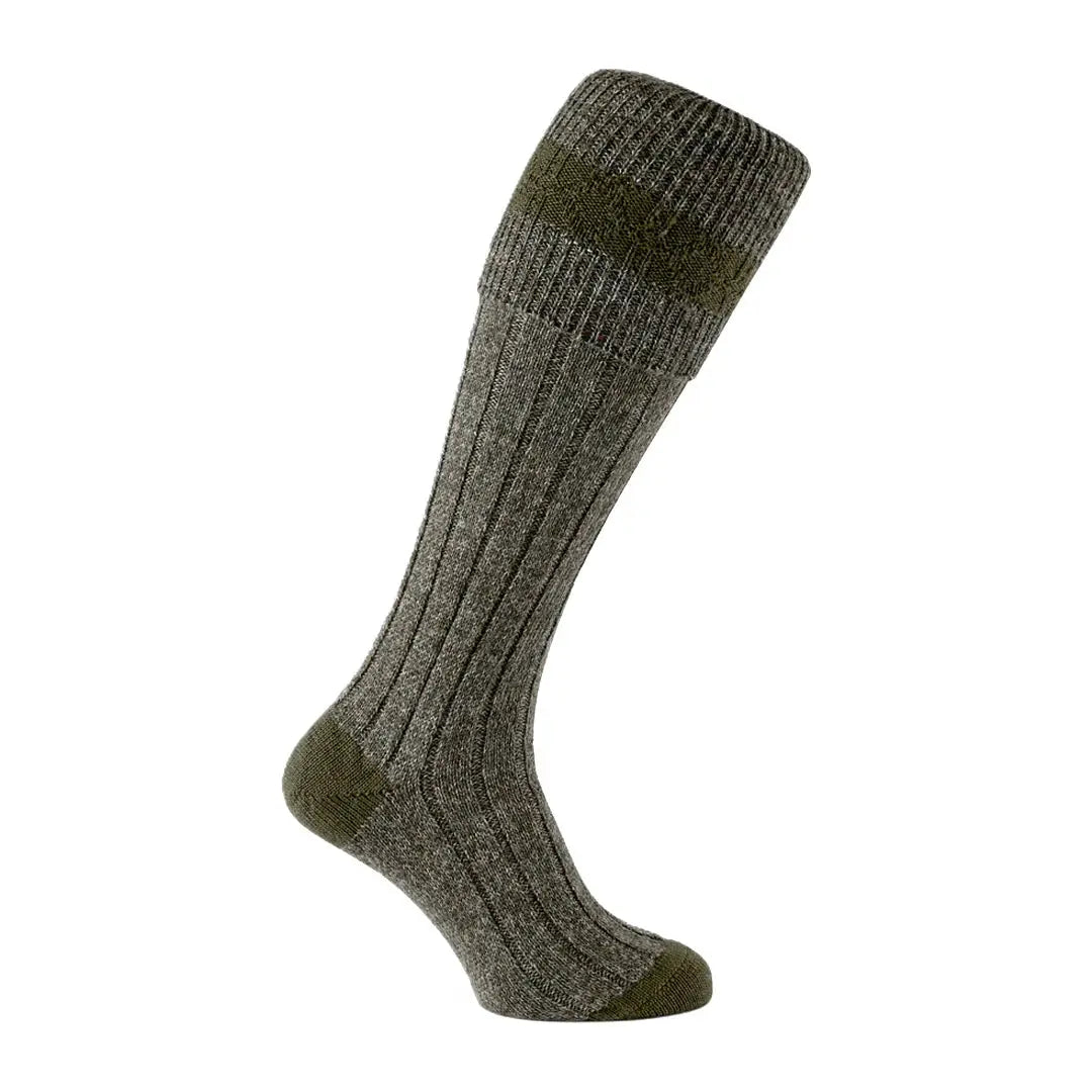 Olive green Pennine Byron shooting socks with ribbed texture