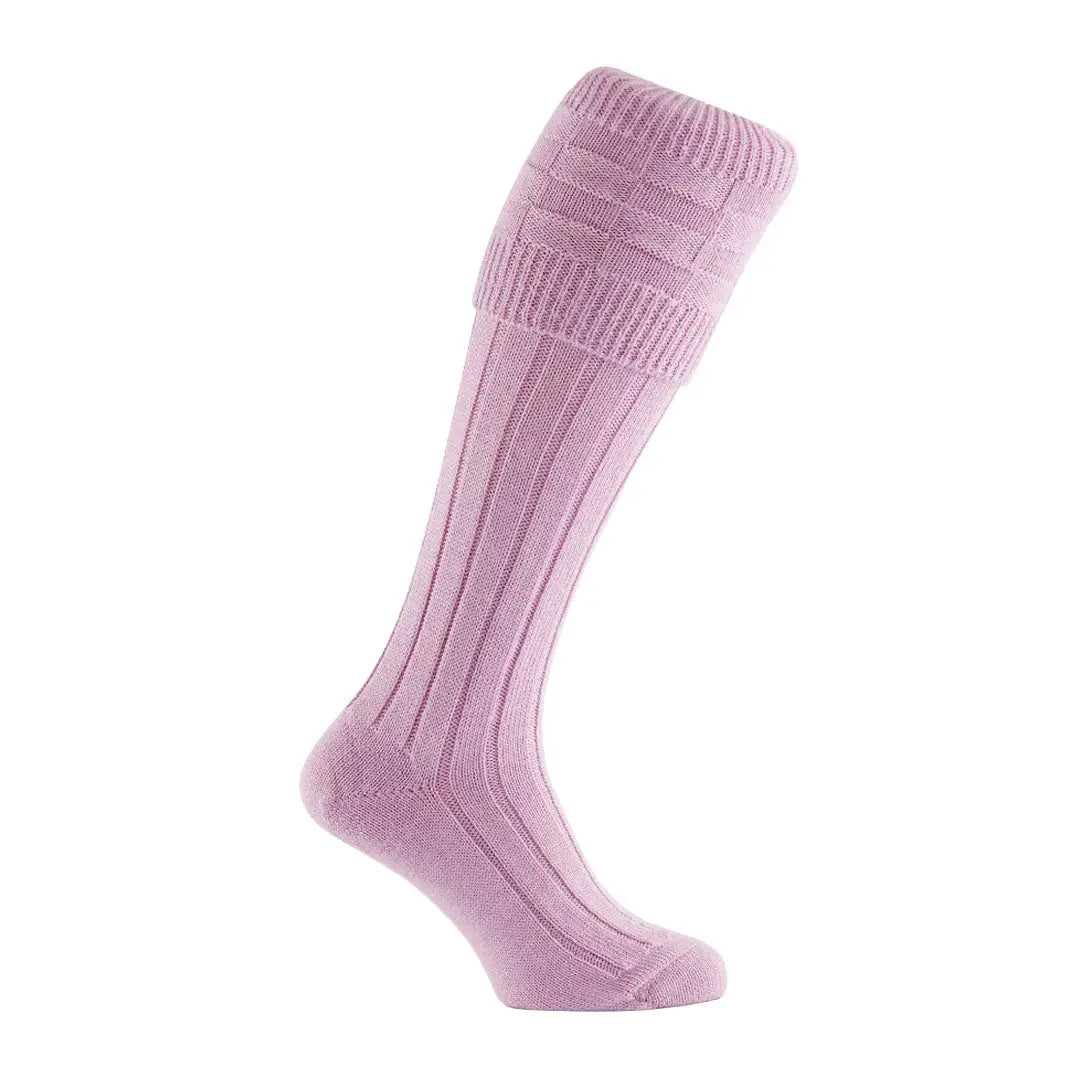 Knee-high pink ribbed sock from Pennine Portland Shooting for stylish outdoor wear