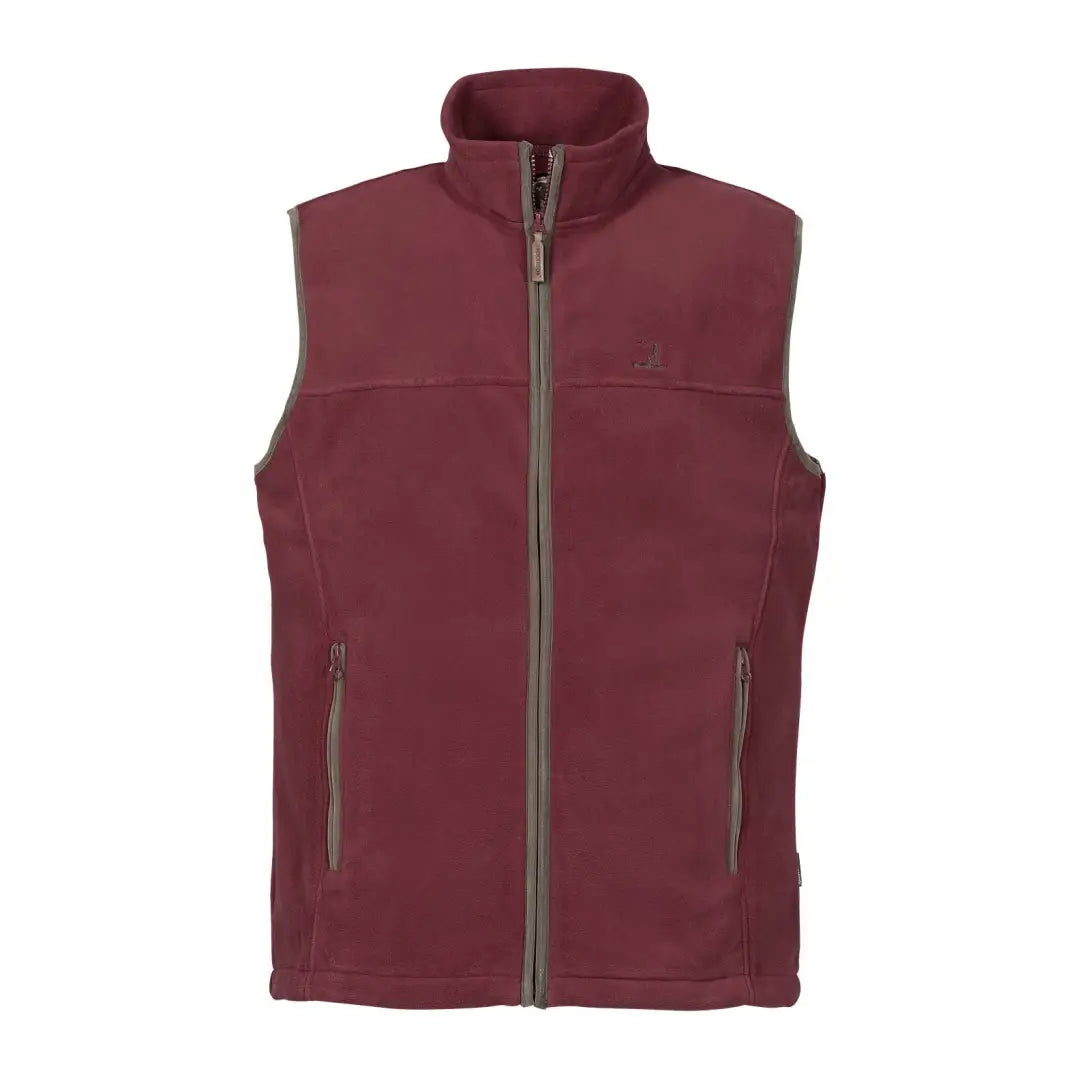 Burgundy Percussion Scotland Fleece Vest with full zipper and side pockets