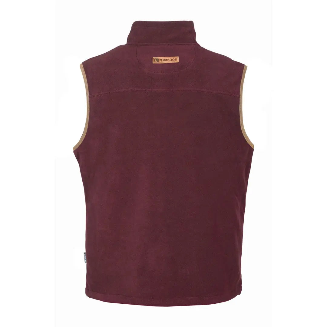 Burgundy Percussion Scotland fleece vest with high collar and logo patch