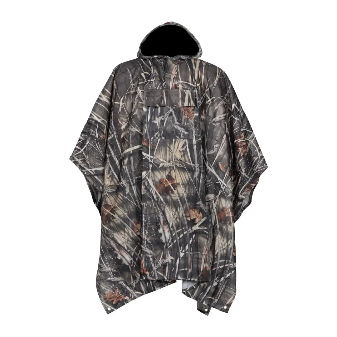 Hooded camouflage waterproof poncho from Percussion Waterproof Poncho line for rain protection