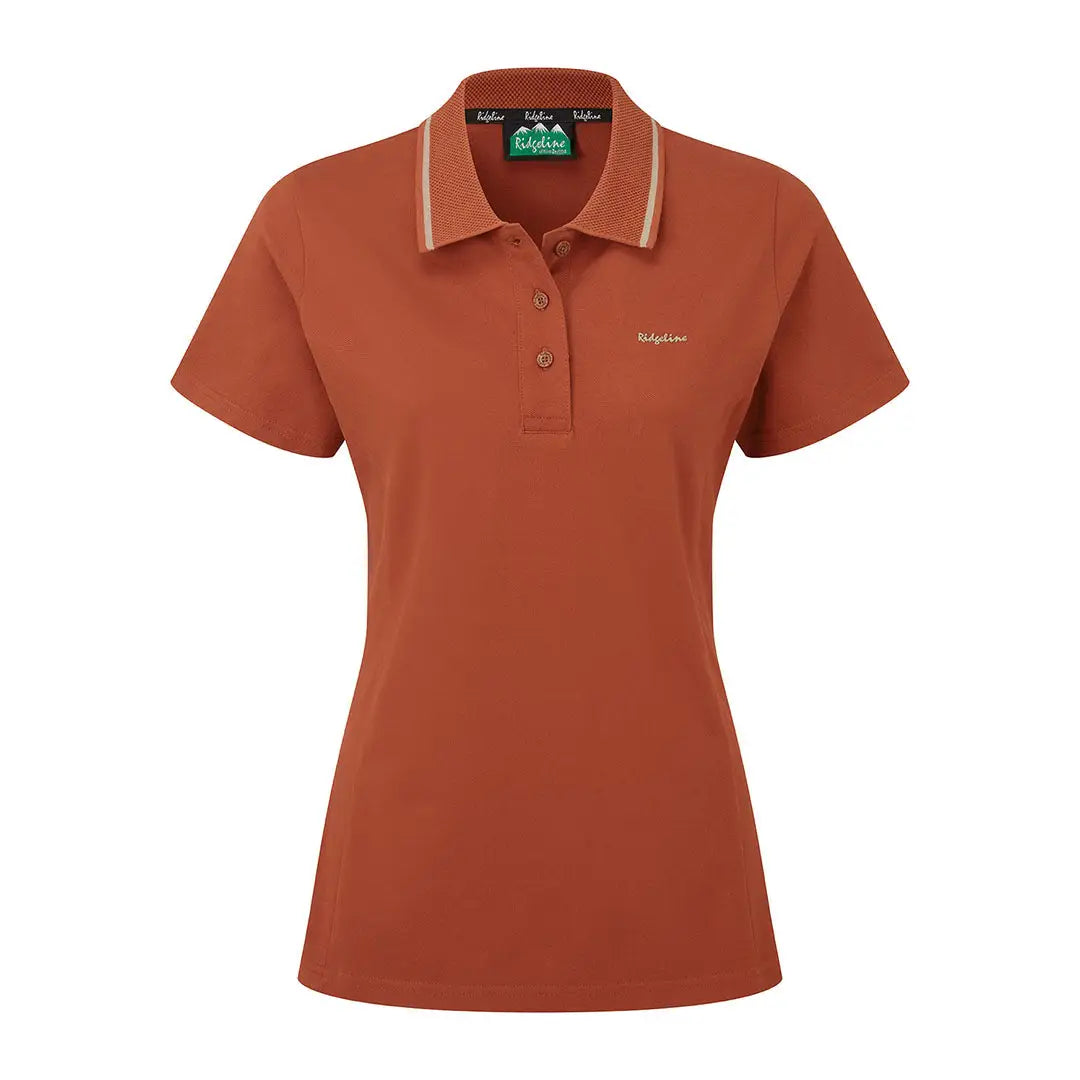 Rust-colored Kilworth Polo Shirt with striped collar for women from Ridgeline Kilworth Polo