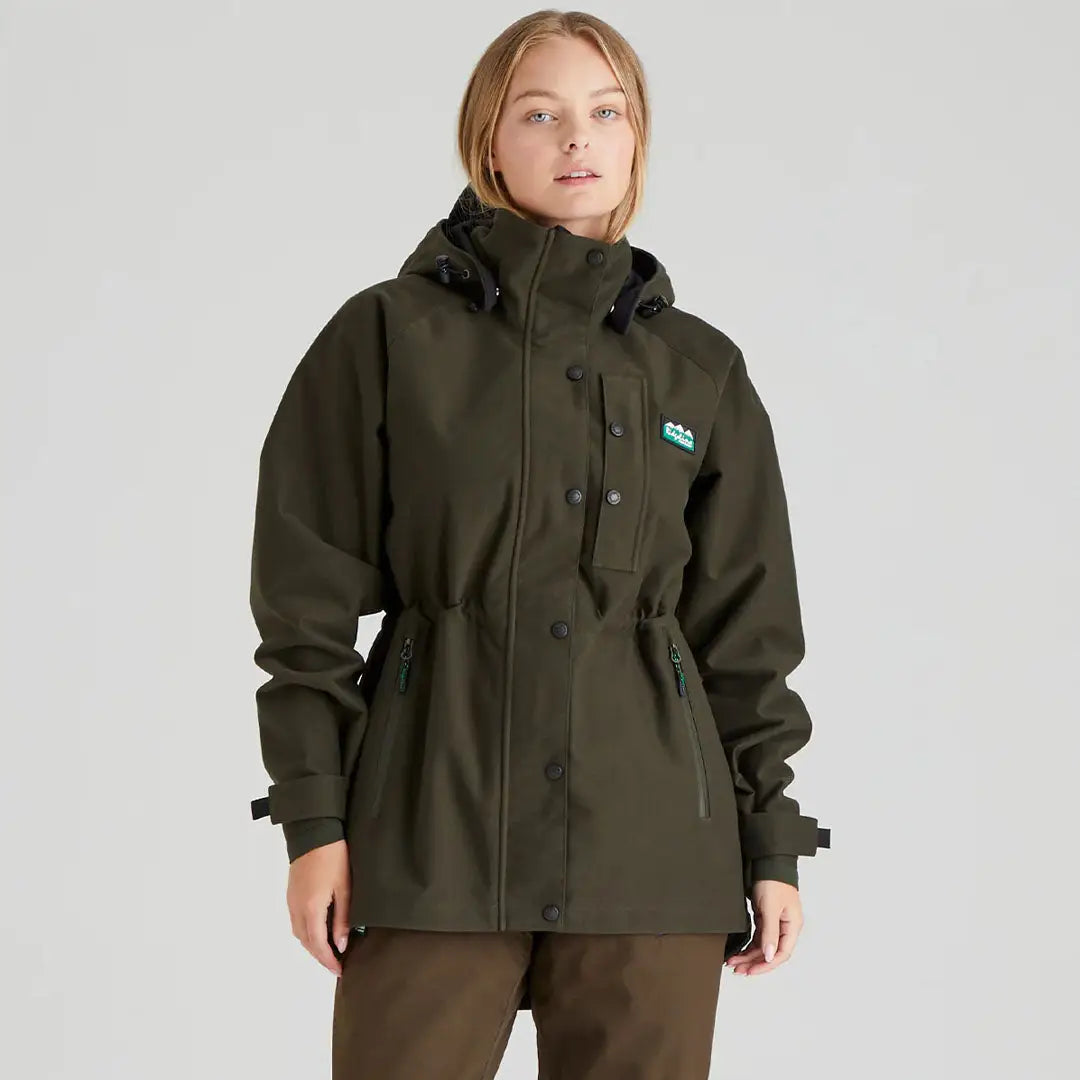 Olive green hooded jacket from Ridgeline Womens Monsoon Classic Jacket collection