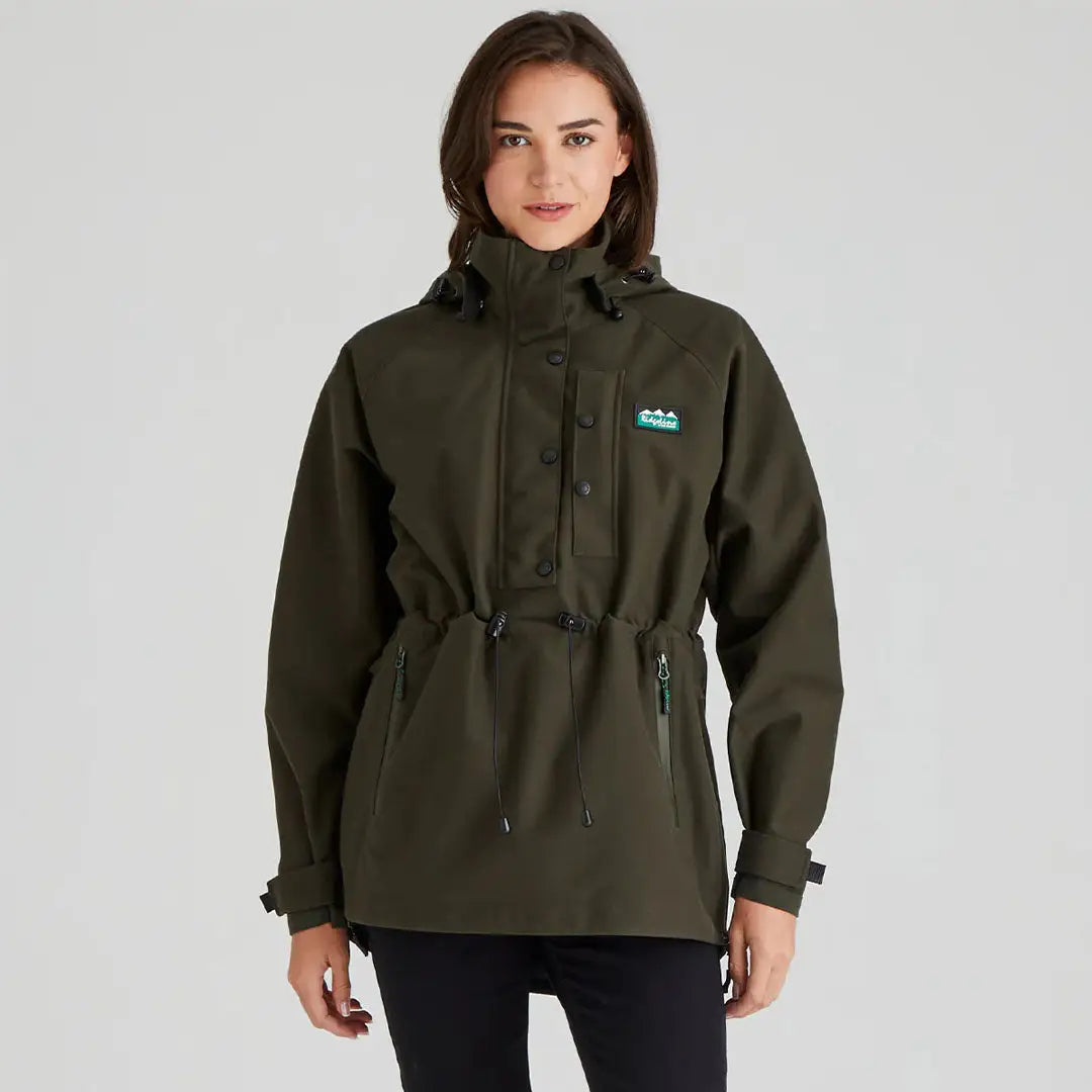 Olive green Ridgeline Womens Monsoon Classic Smock jacket for outdoor adventures