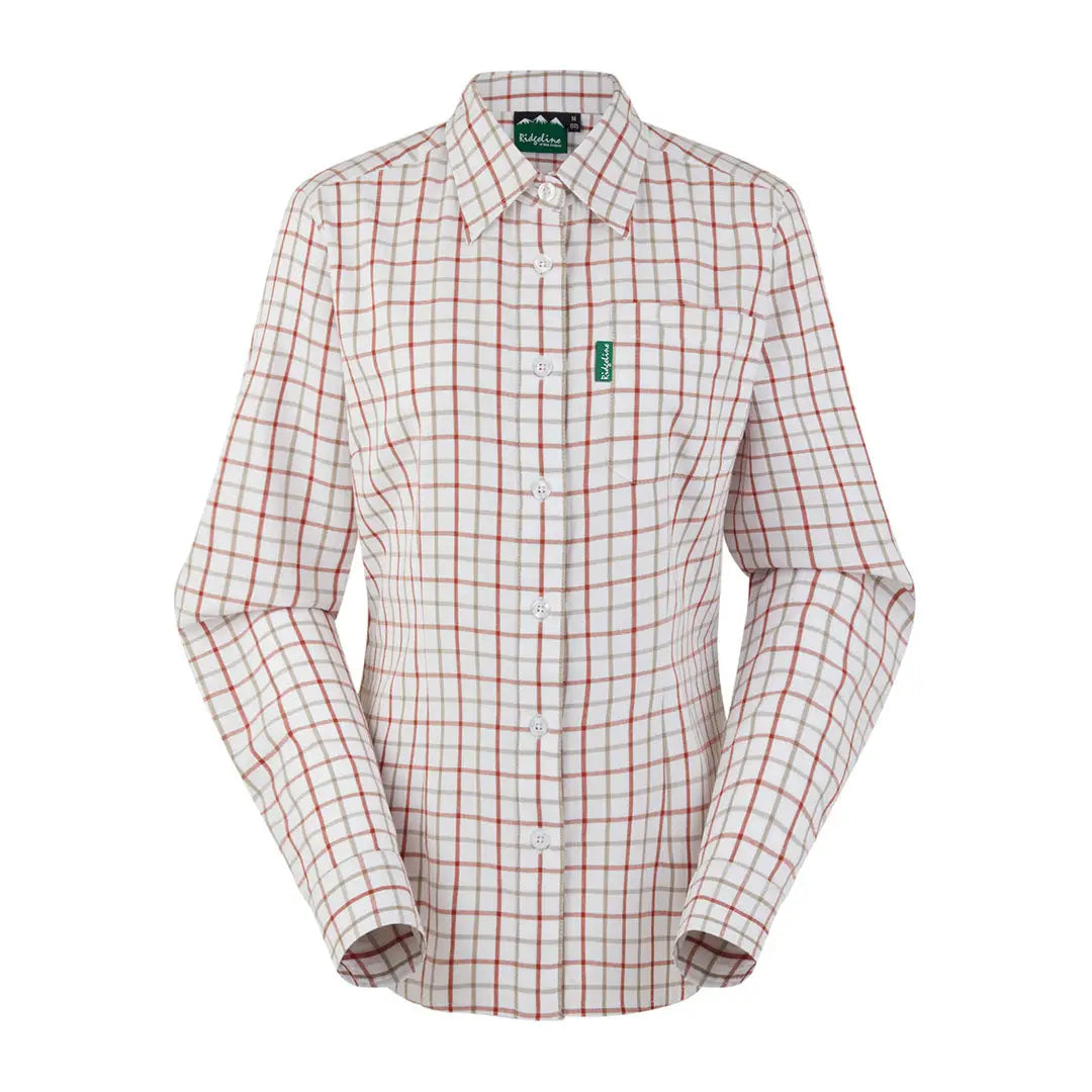 Stylish White and Red Plaid Button-Down Ridgeline Womens Sedgebrook Shirt for casual wear