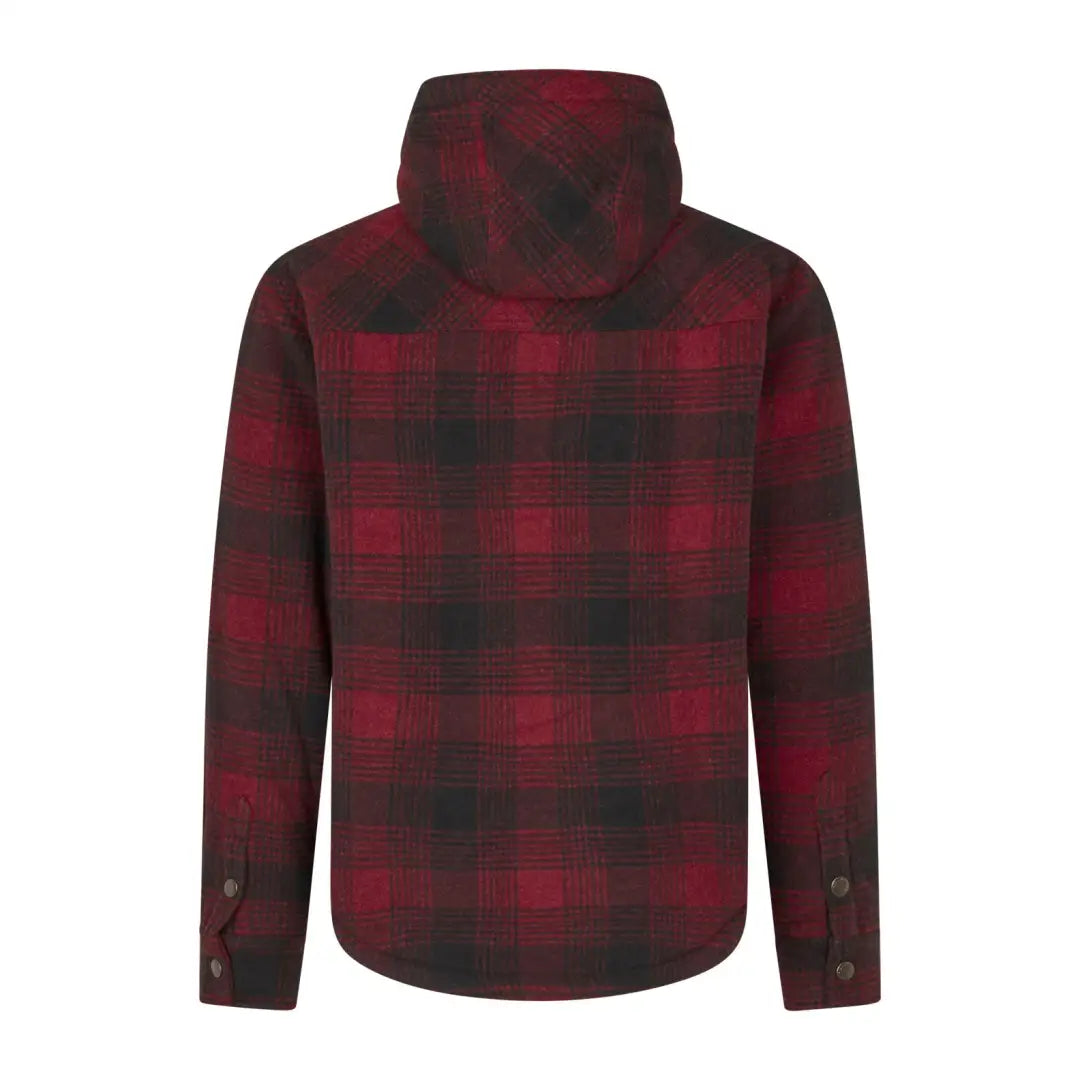 Red and black plaid hooded shirt from Seeland Canada Yukon Jacket for outdoor adventures