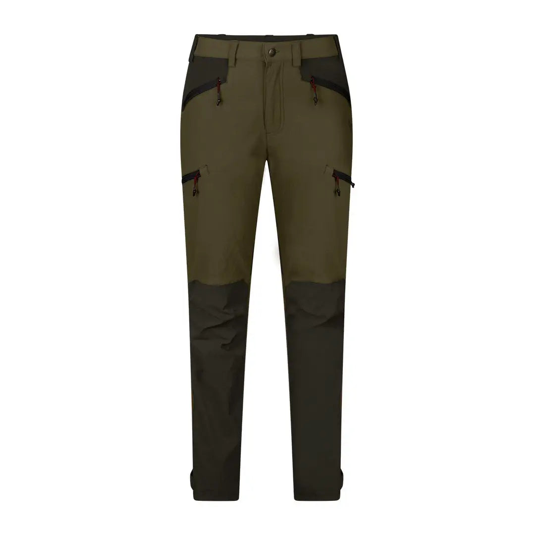 Olive green Seeland Larch Stretch Womens Trousers showing comfortable stretch trousers