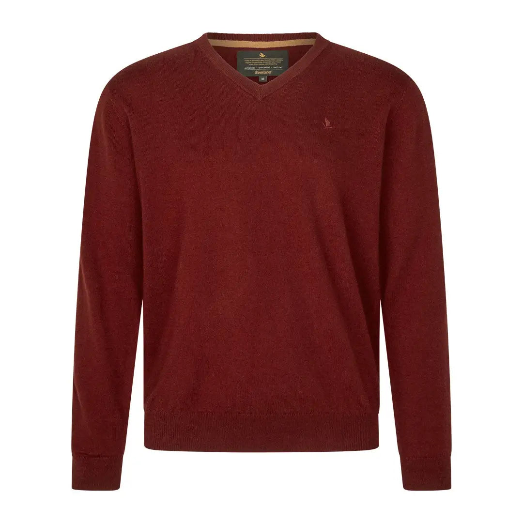 Seeland Pine V-Neck Pullover in Burgundy, perfect for country clothing and hunting trips