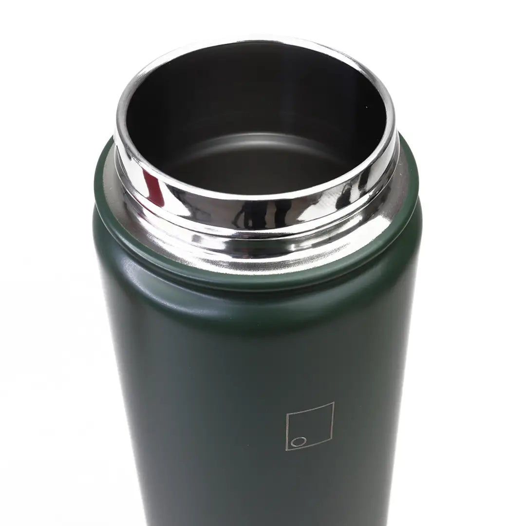 Open dark green sophos 650ml insulated stainless steel bottle for hot and cold drinks