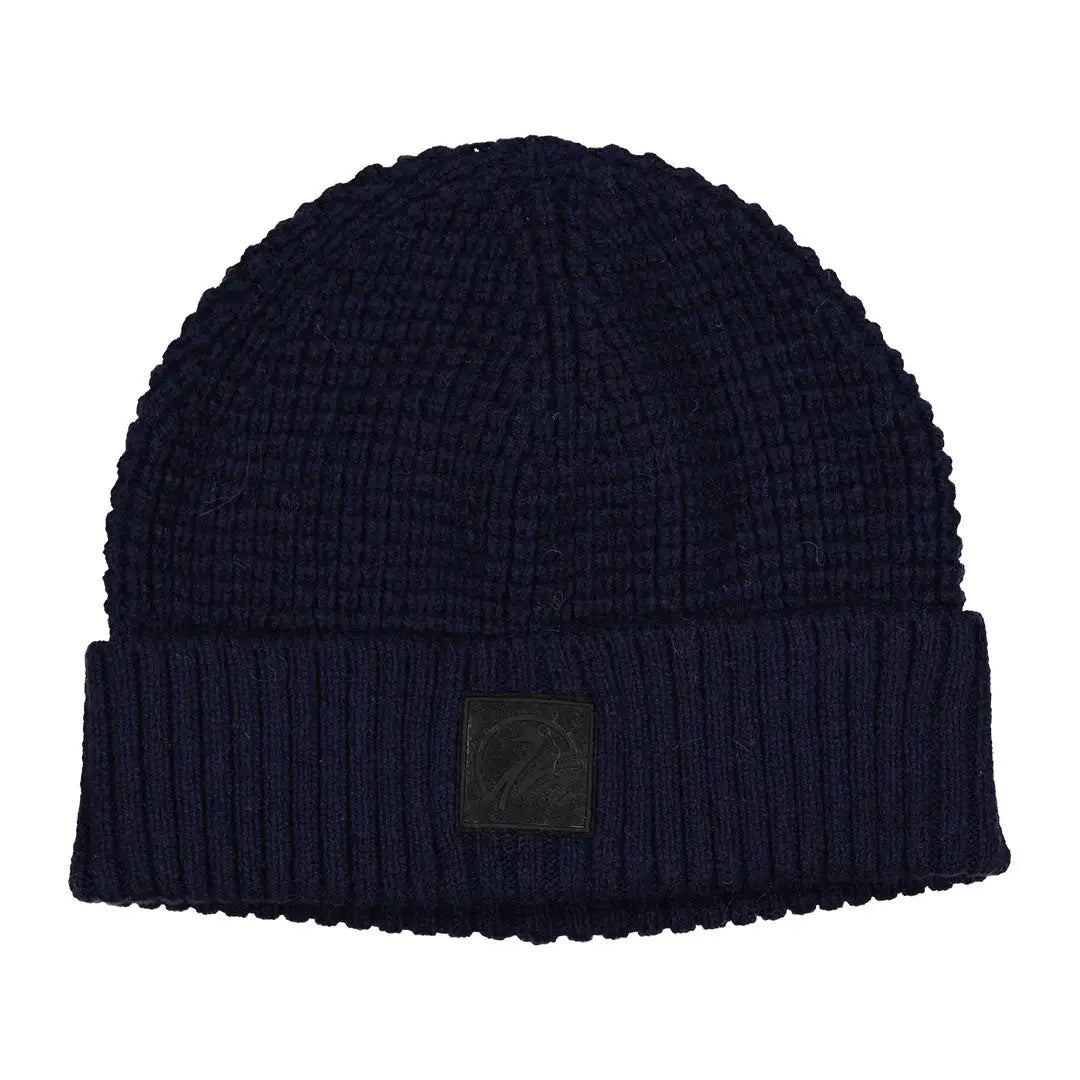Navy blue Swanndri Newton Beanie with ribbed cuff and small black patch