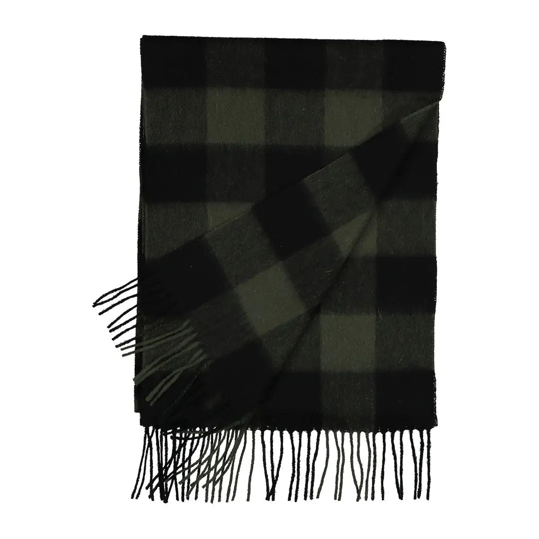 Dark green and black buffalo check fringed scarf from Swanndri Scarfie for country clothing outdoors