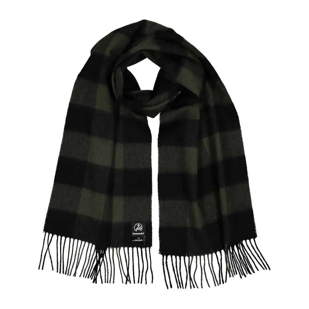 Dark green and black buffalo check plaid Swanndri Scarfie for country clothing outdoors