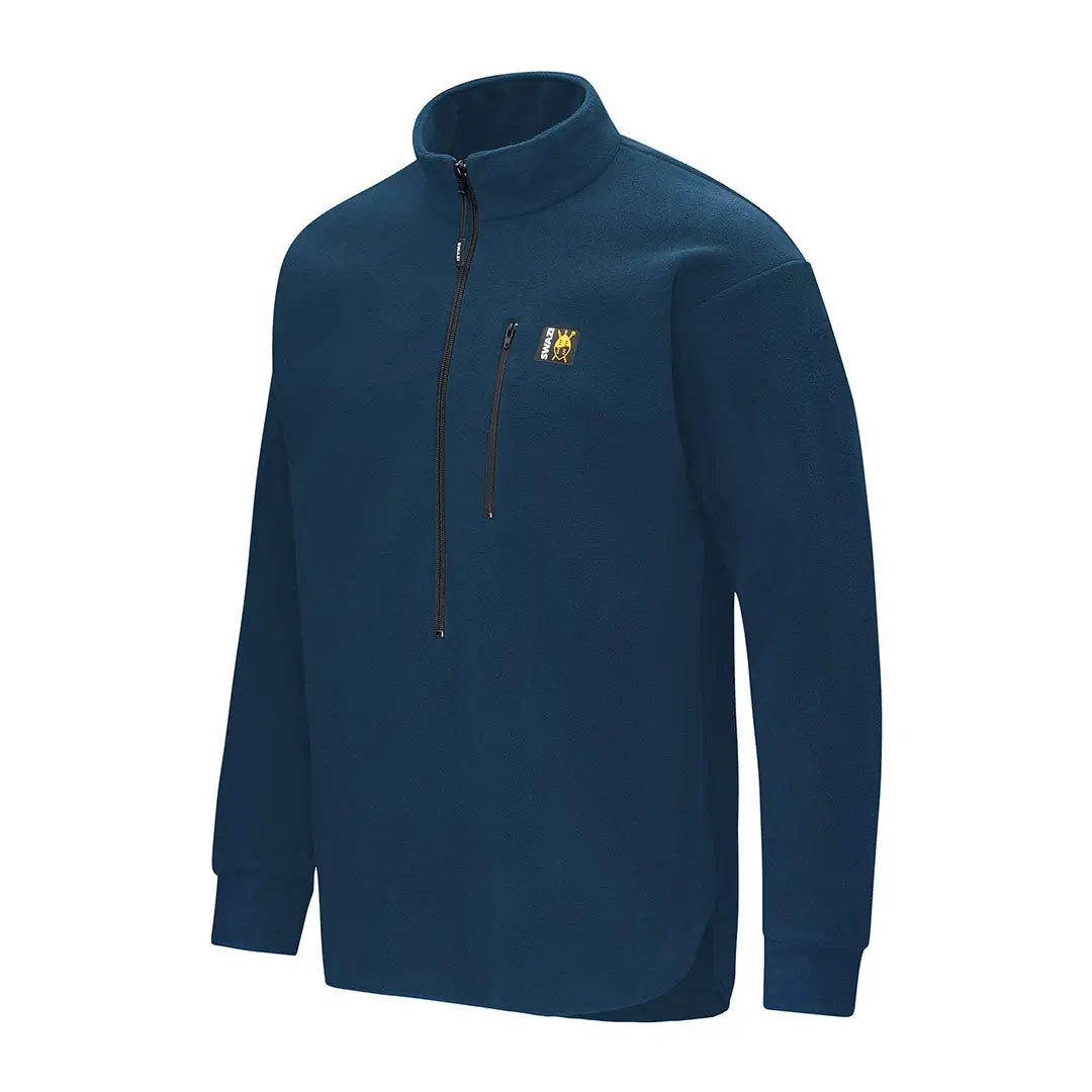 Blue quarter-zip fleece pullover for Swazi Bush Shirt casual outdoor look