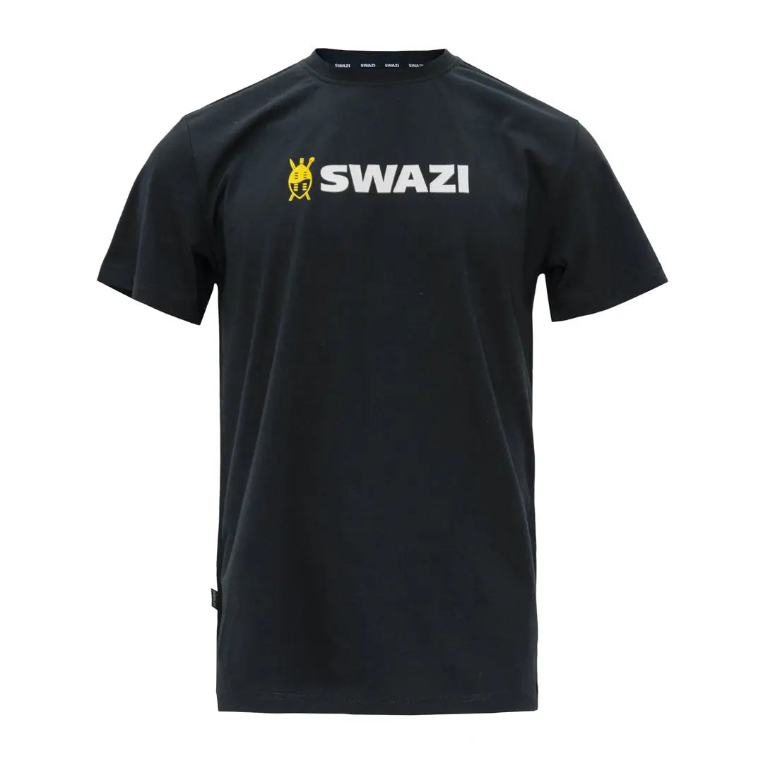 Black Swazi Logo Tee shirt with white logo, perfect for country clothing and outdoors