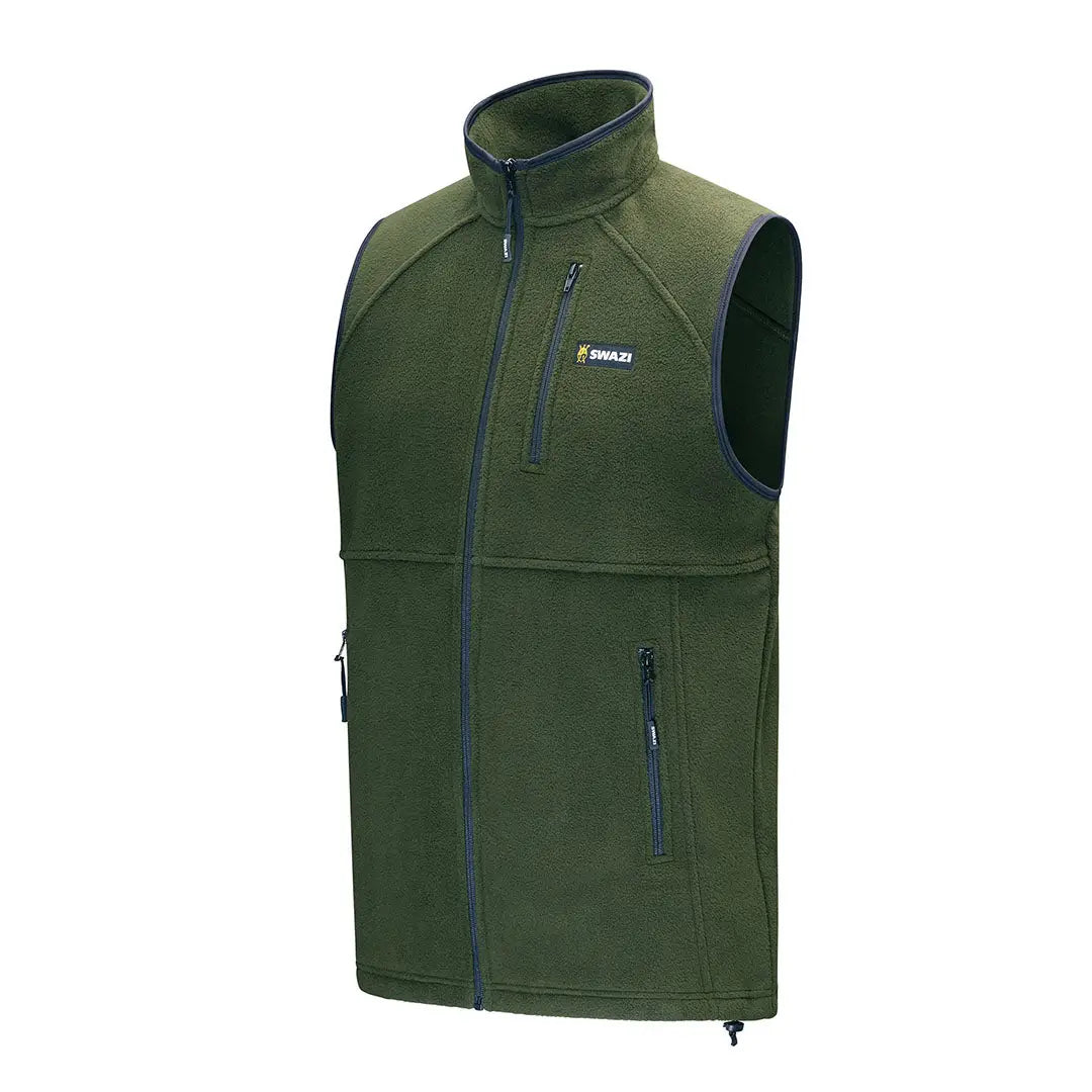 Olive green Swazi Sherpa Vest made of cozy fleece fabric for chill days