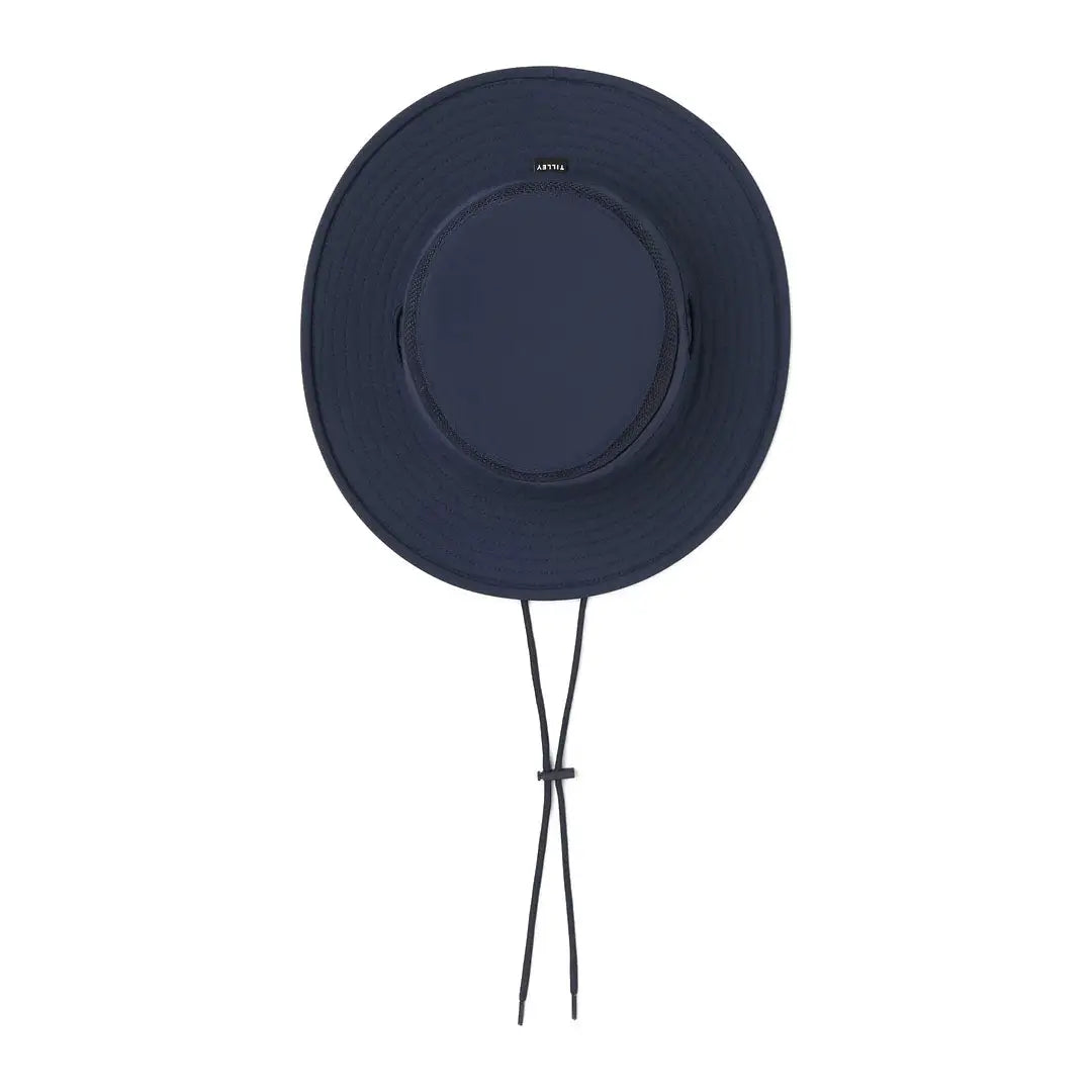 Navy Tilley Airflo Boonie hat with a chin strap perfect for outdoor adventures
