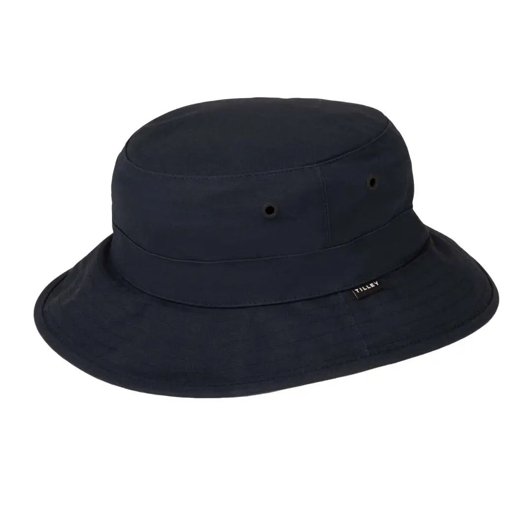 Black bucket hat made from British Millerain waxed cotton, Tilley Waxed Bucket Hat