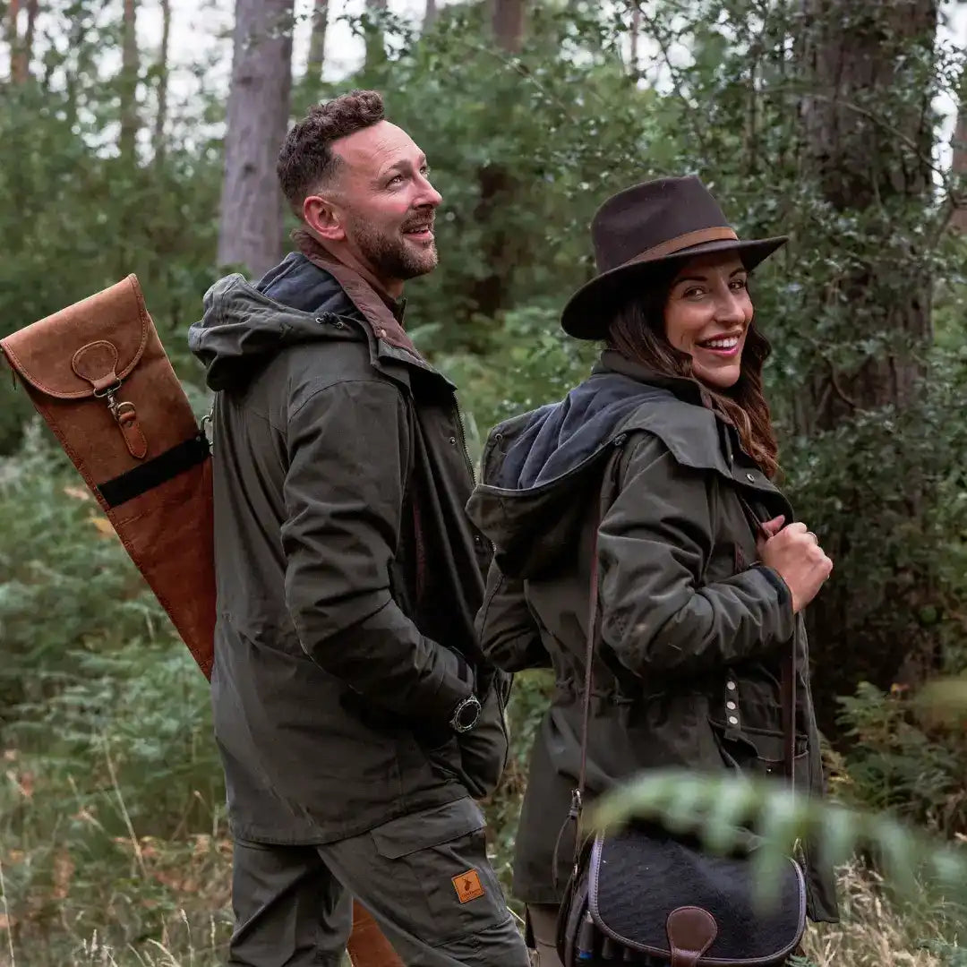 Camouflaged hunting attire showing a New Forest Marsh Jacket perfect for forest marsh adventures