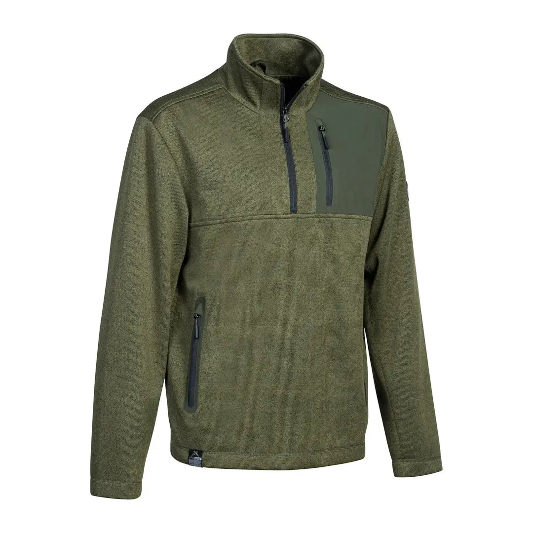 Olive green quarter-zip fleece pullover from Verney Carron Windbreaker collection