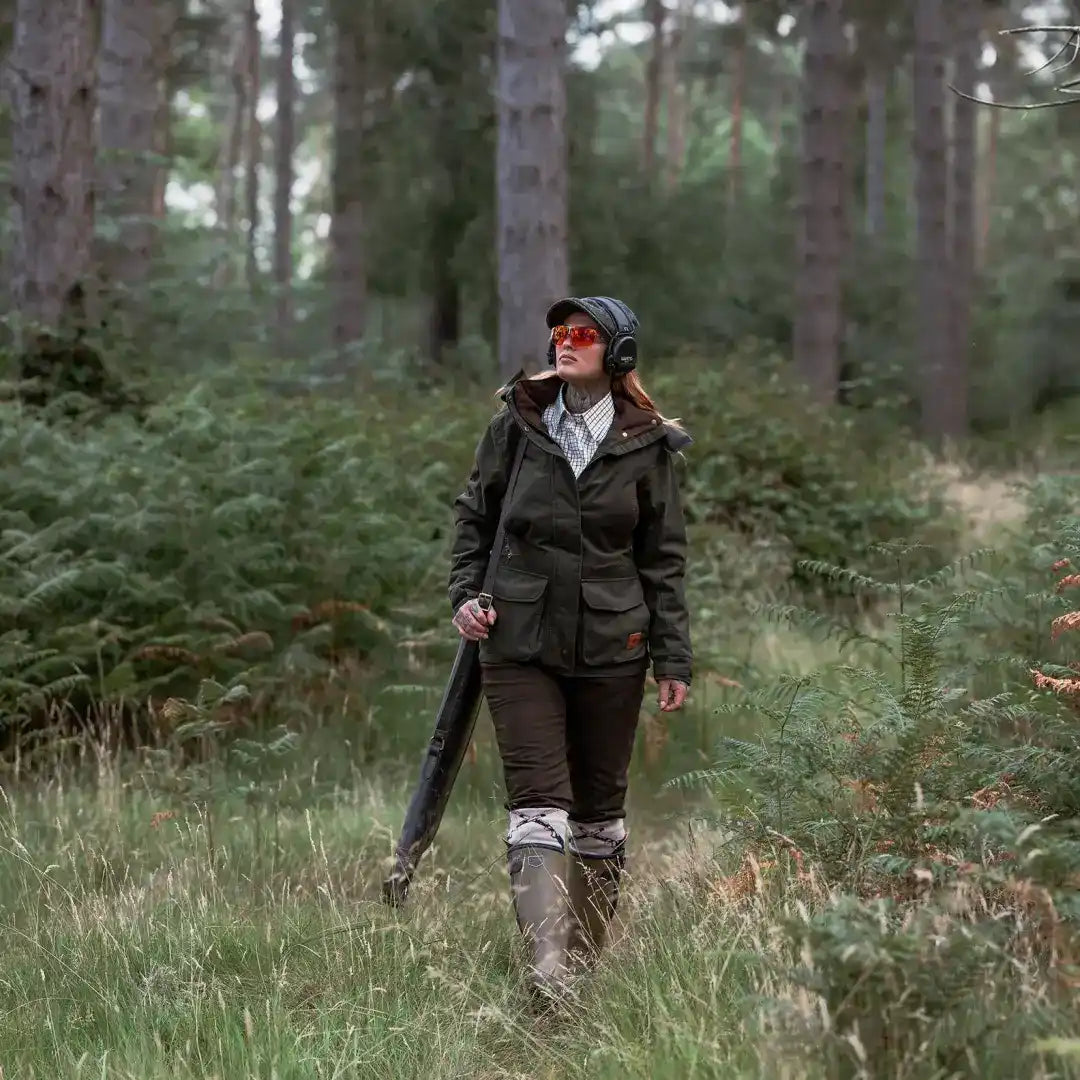 Woman in forest ladies marsh jacket showcasing the New Forest Ladies Marsh Jacket style