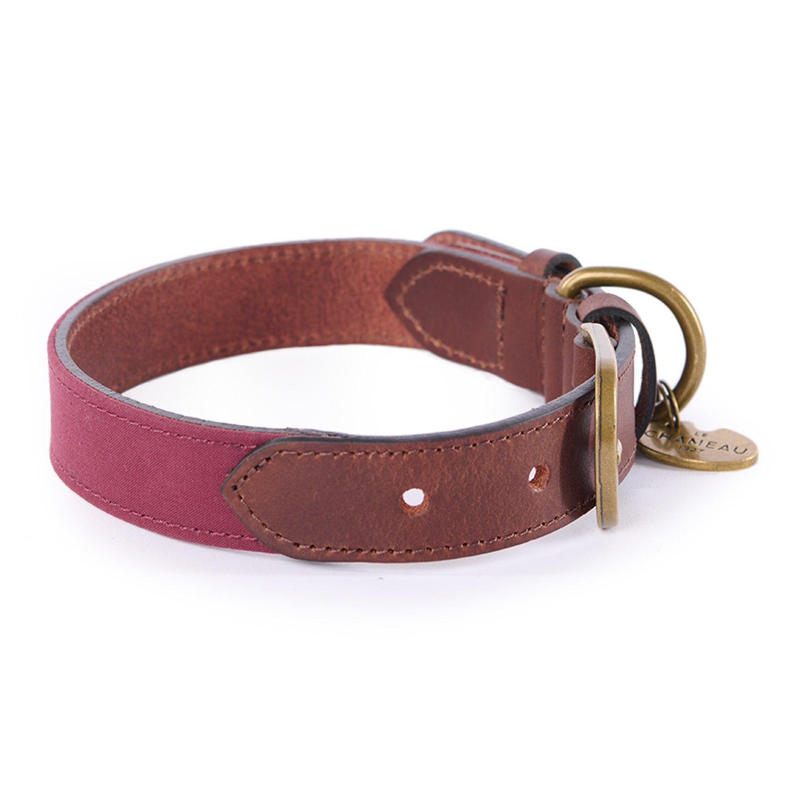 Le-Chameau-Medium-Waxed-Cotton-and-Leather-Dog-Collar
