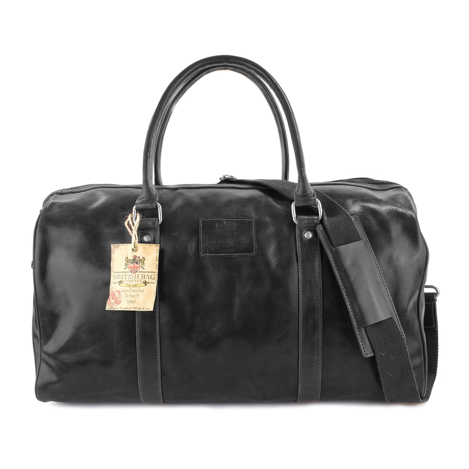 British Bag Co. Black Leather Holdall