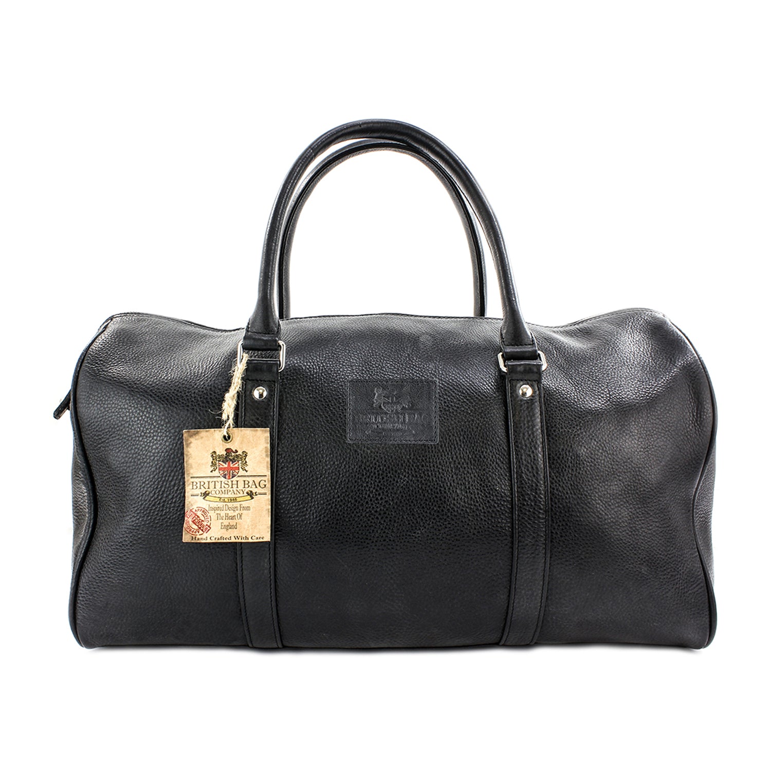 British Bag Co. Black Pebble Grain Leather Holdall