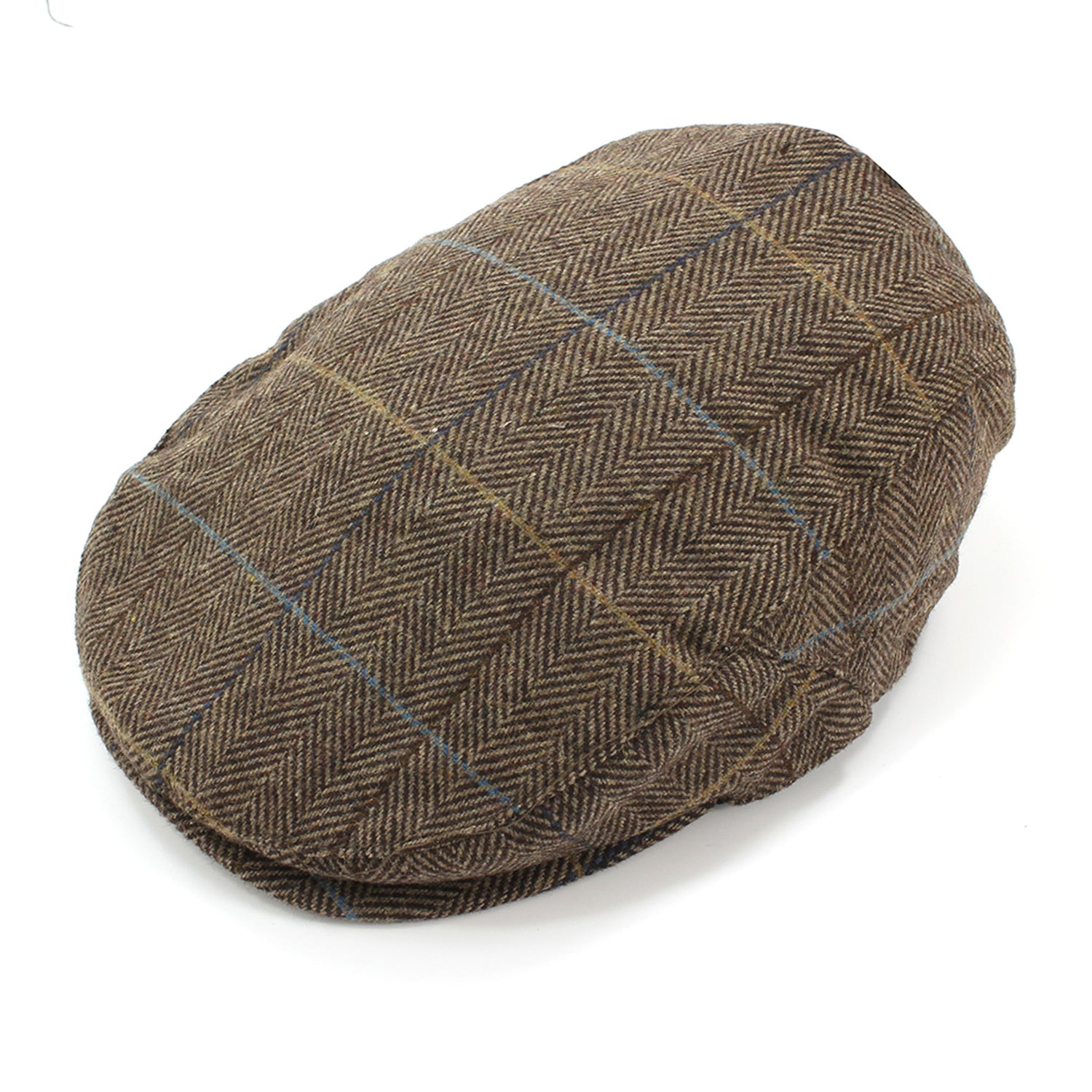 British Bag Co. Brown Herringbone Check Flat Cap